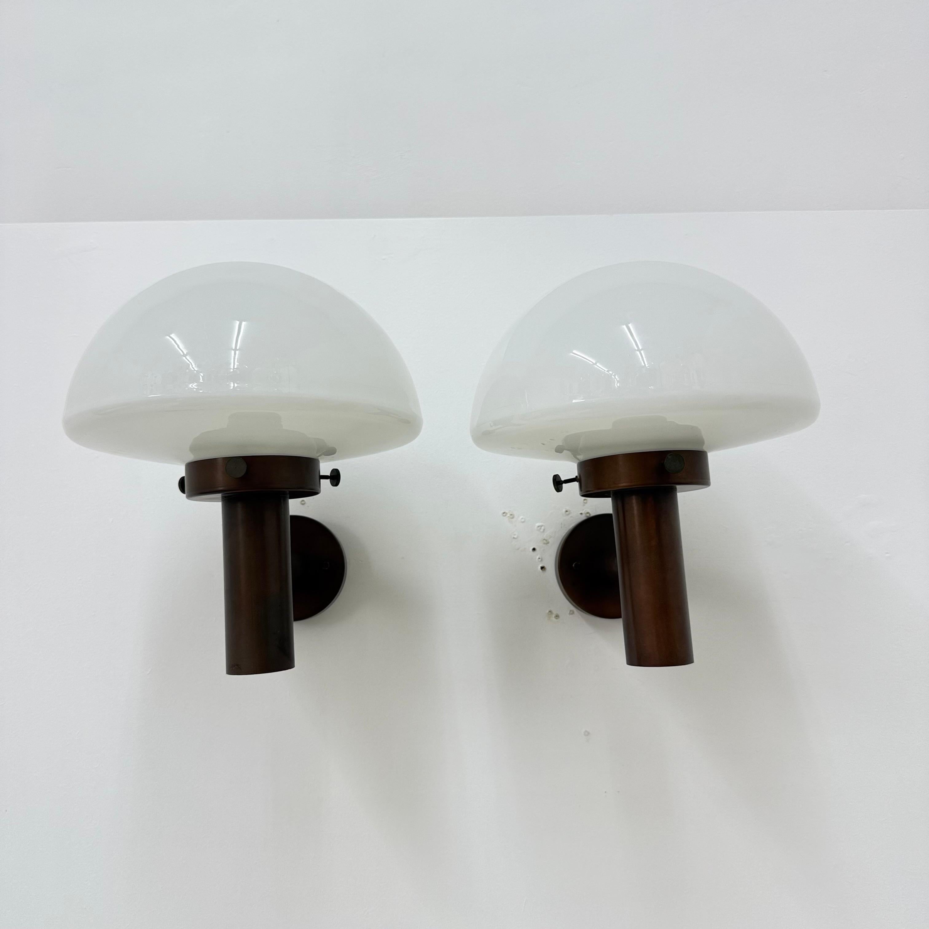 Mid-Century Modern Set of 2 globe glass wall lamps sconces by Lisa Pape Sweden , 1970s For Sale