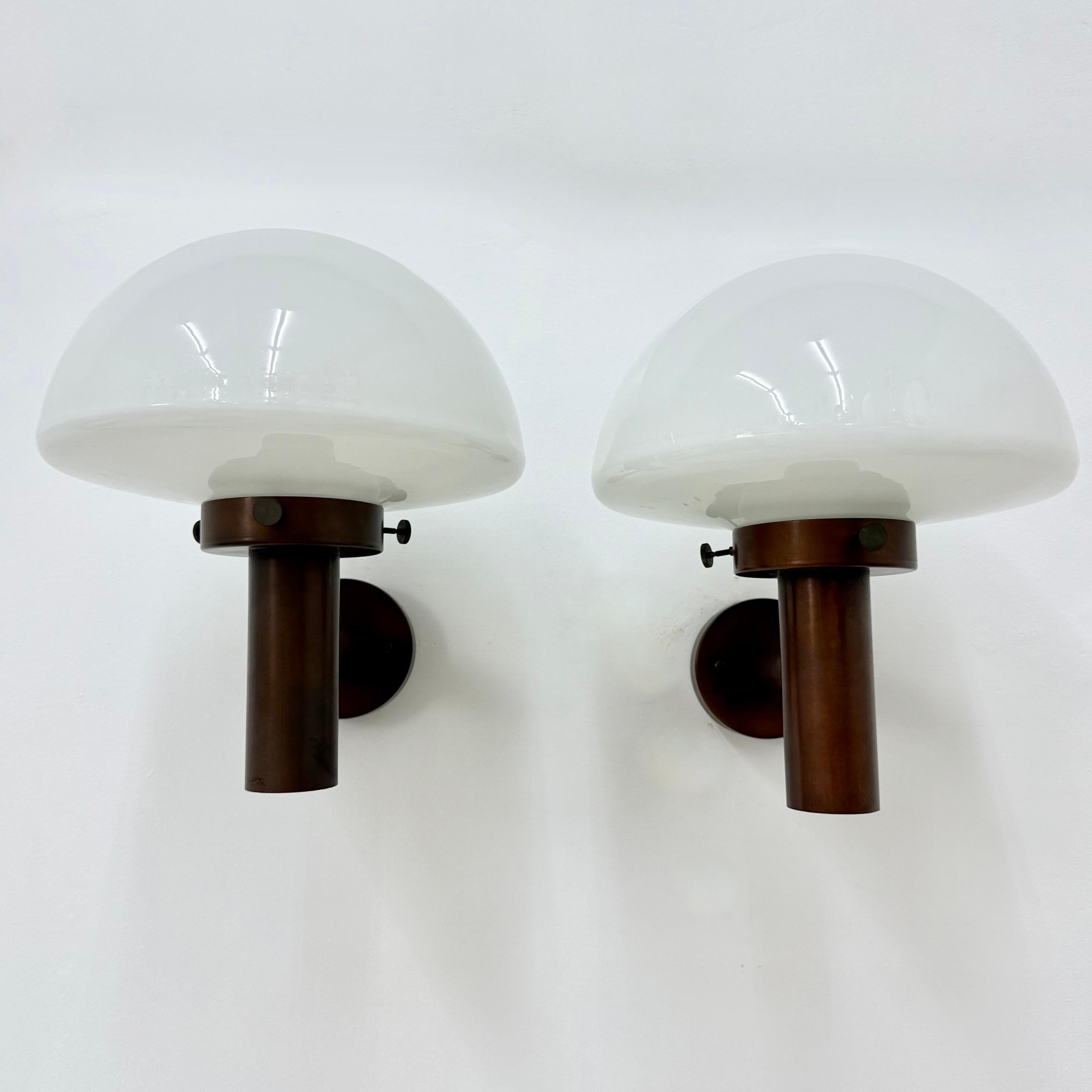 Swedish Set of 2 globe glass wall lamps sconces by Lisa Pape Sweden , 1970s For Sale