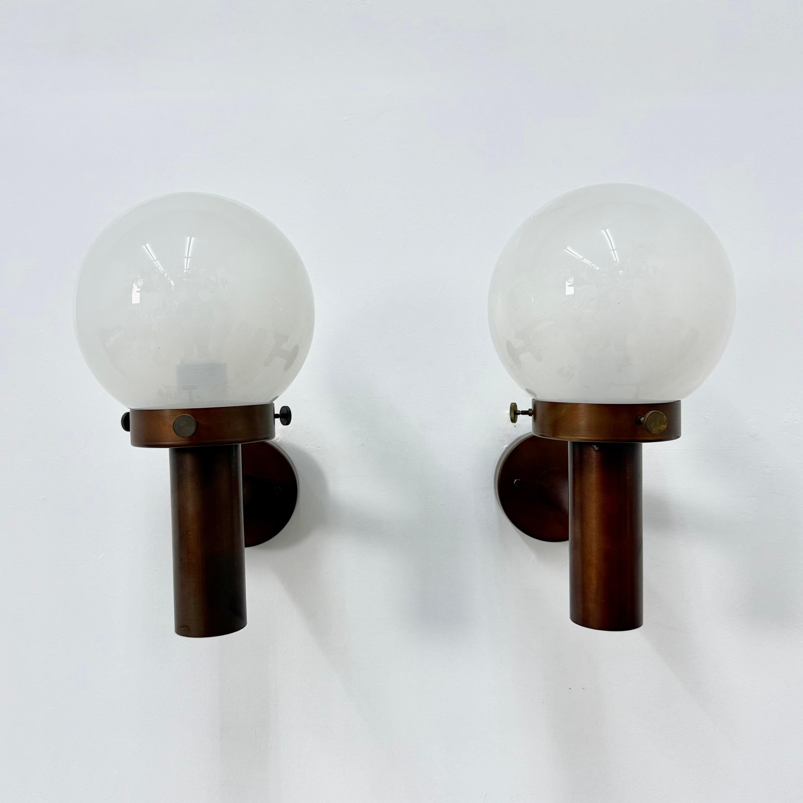 Late 20th Century Set of 2 globe glass wall lamps sconces by Lisa Pape Sweden , 1970s For Sale