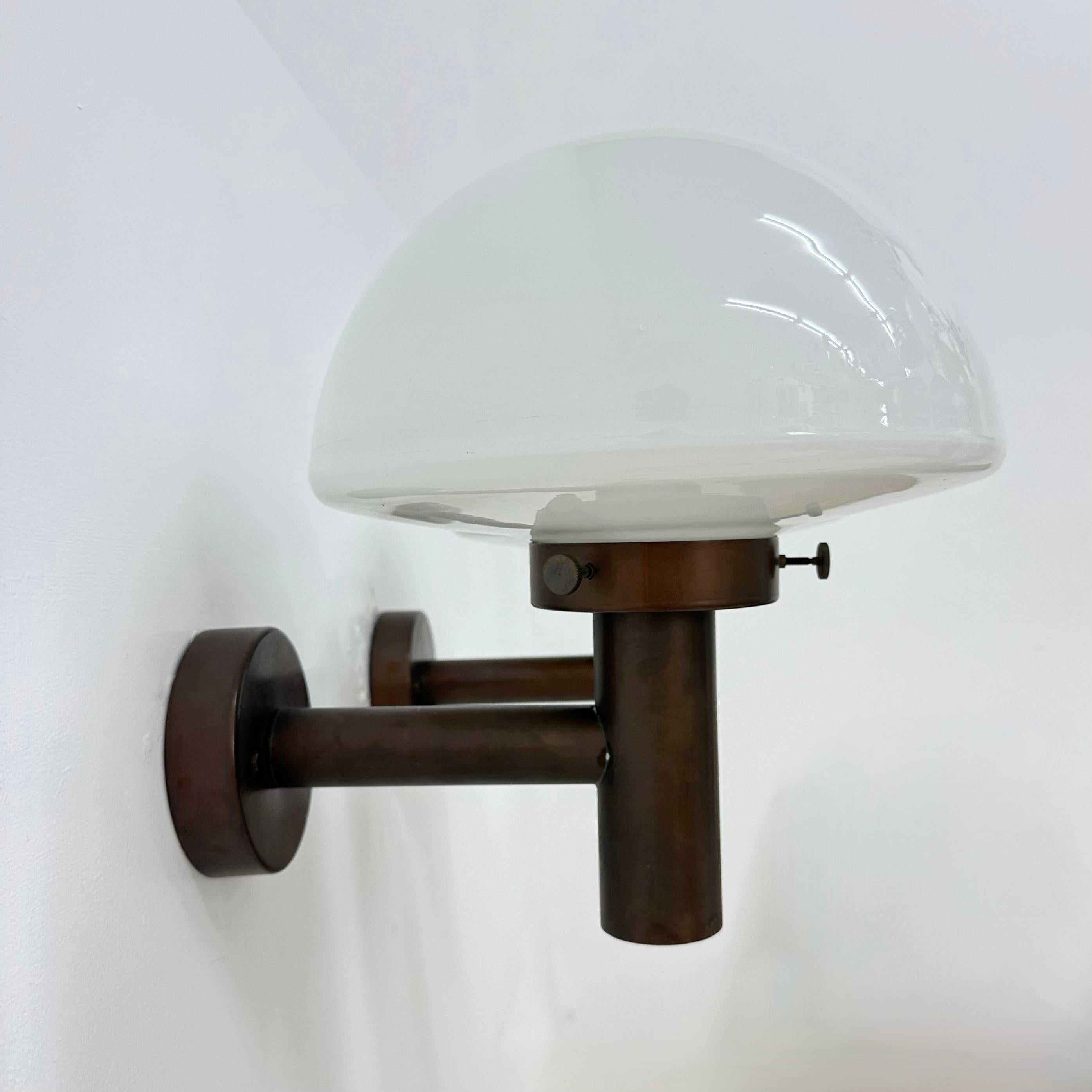 Metal Set of 2 globe glass wall lamps sconces by Lisa Pape Sweden , 1970s For Sale