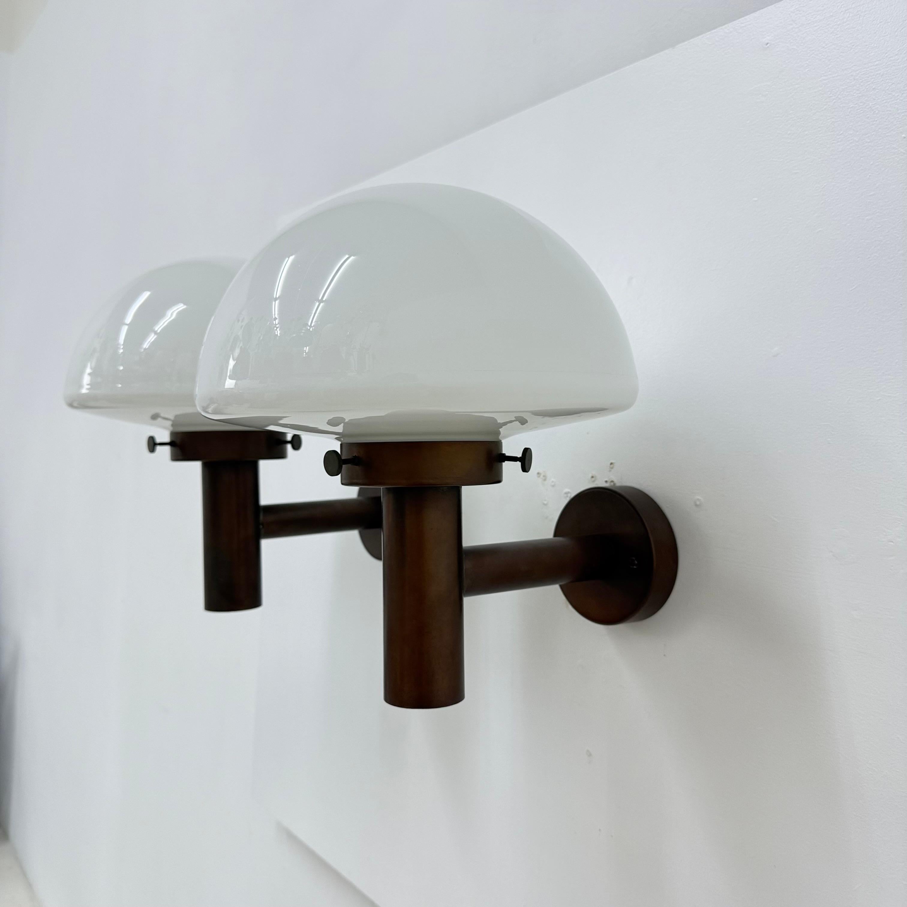 Metal Set of 2 globe glass wall lamps sconces by Lisa Pape Sweden , 1970s For Sale