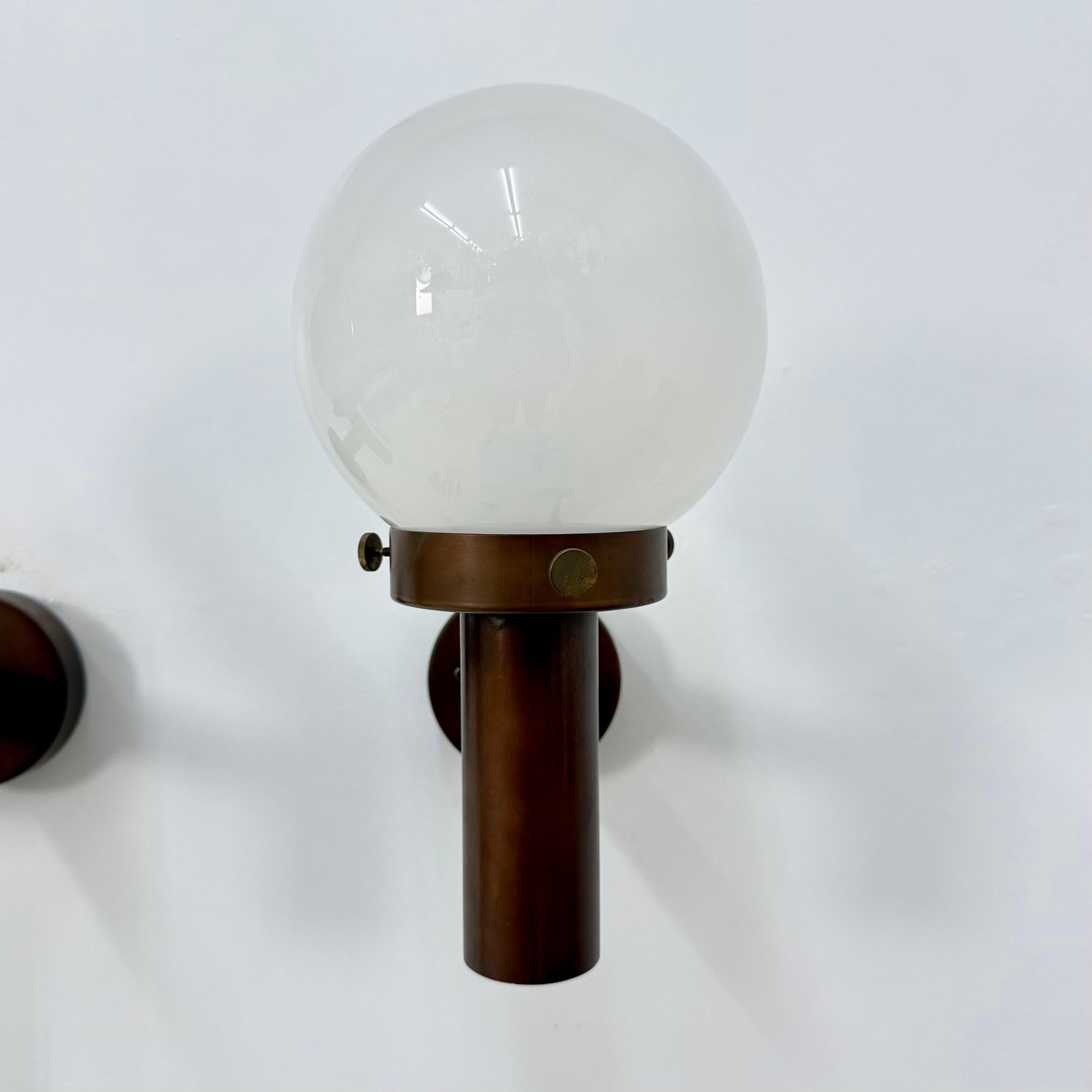 Set of 2 globe glass wall lamps sconces by Lisa Pape Sweden , 1970s For Sale 2