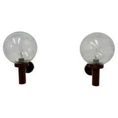 Set of 2 globe glass wall lamps sconces by Lisa Pape Sweden , 1970s