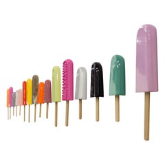 Set of 2 Glossy ceramic popsicles wall hanging. choose your color