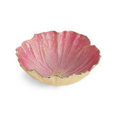 Set of 2 Gold and Pink Metal Poppy Bowl