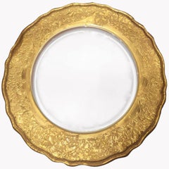 Set of 2 Gold Engraved Large Presentation Plates