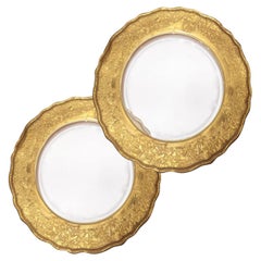 Set of 2 Gold Engraved Large Presentation Plates