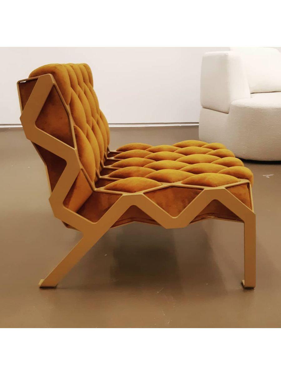 Powder-Coated Set of 2 Gold Matrice Chairs by Plumbum For Sale