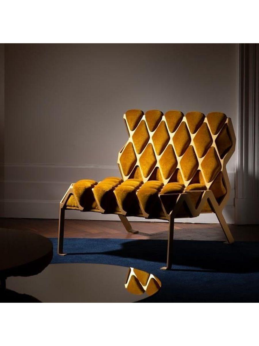 XXIe siècle et contemporain Ensemble de 2 chaises Matrice en or par Plumbum en vente