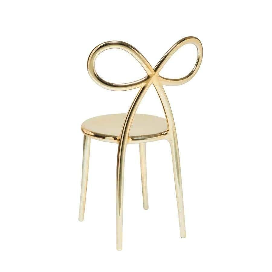 Modern In Stock in Los Angeles, Set of 2 Gold Metallic Ribbon Chairs by Nika Zupanc