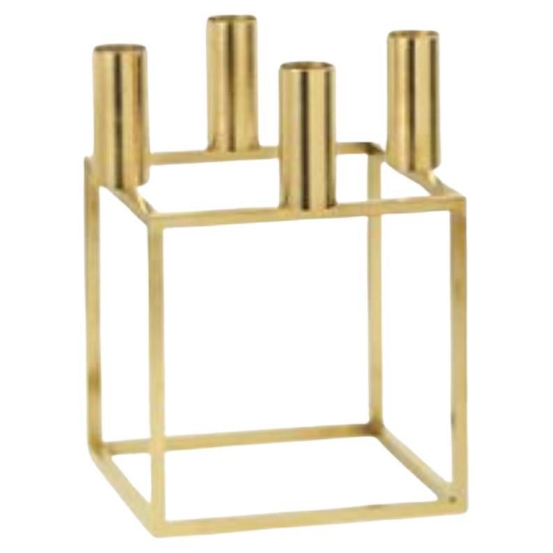 Set of 2 Gold Plated Kubus and Base 4 Candle Holder by Lassen