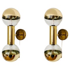 Set of 2 Golden 1970s Wall Lamps by Motoko Ishii for Staff