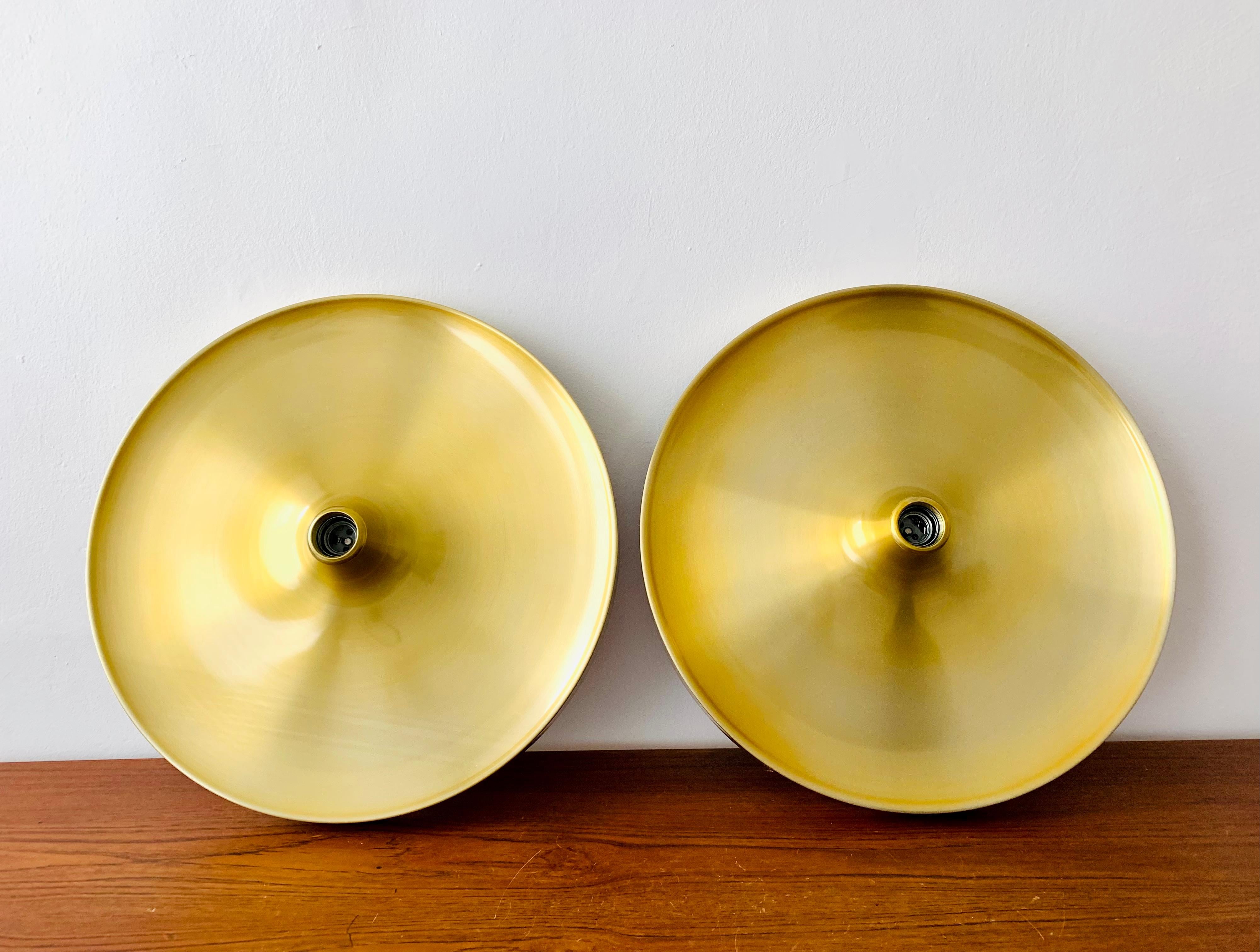Set of 2 Golden 1970s XXL Ufo Wall or Ceiling Lamps For Sale 5