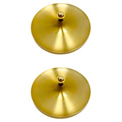 Set of 2 Golden 1970s XXL Ufo Wall or Ceiling Lamps