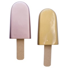 set of 2 golden ceramic popsicles - Rose and yellow gold