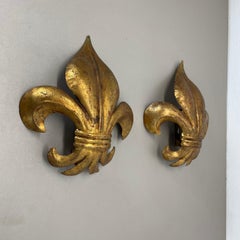 set of 2 Golden Florentiner "French Lily" Wall Lights by Hans Kögl, Italy 1970s