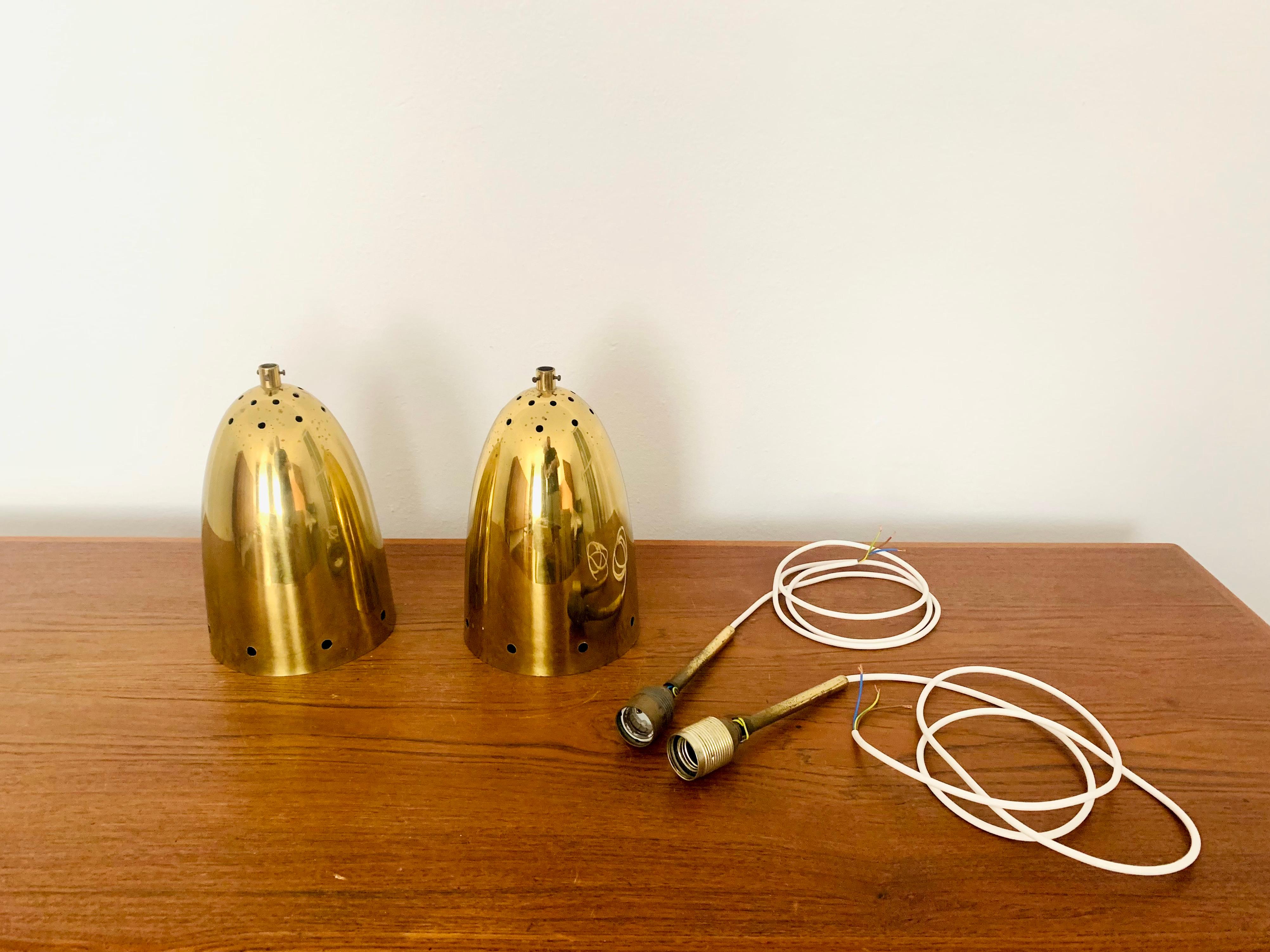 Set of 2 Golden Pendant Lamps For Sale 4