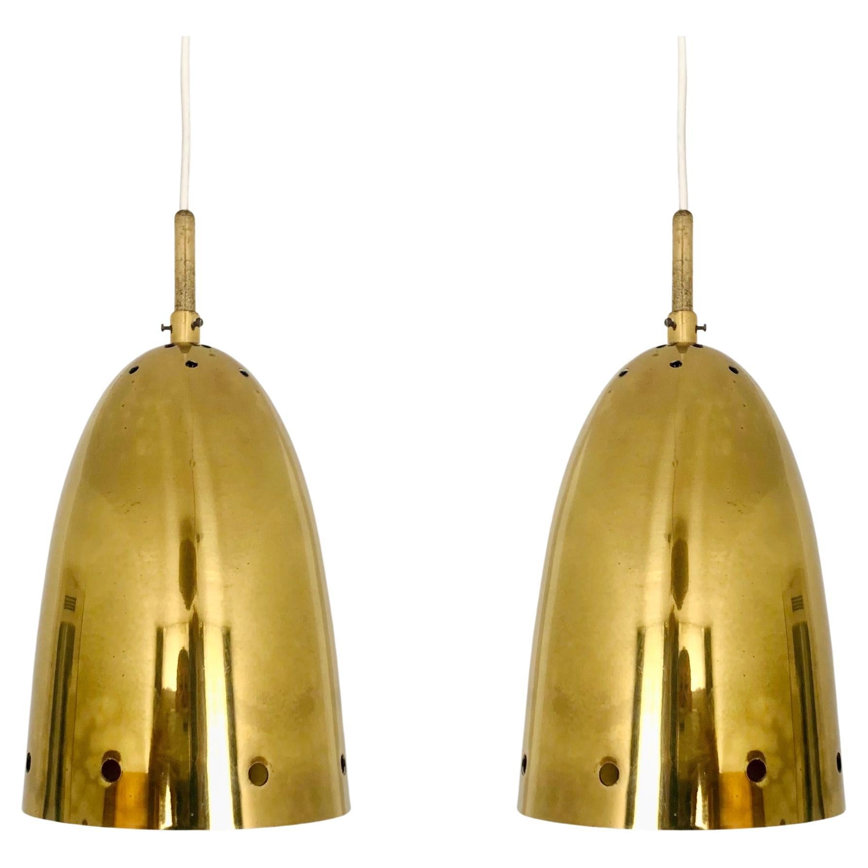 Set of 2 Golden Pendant Lamps For Sale