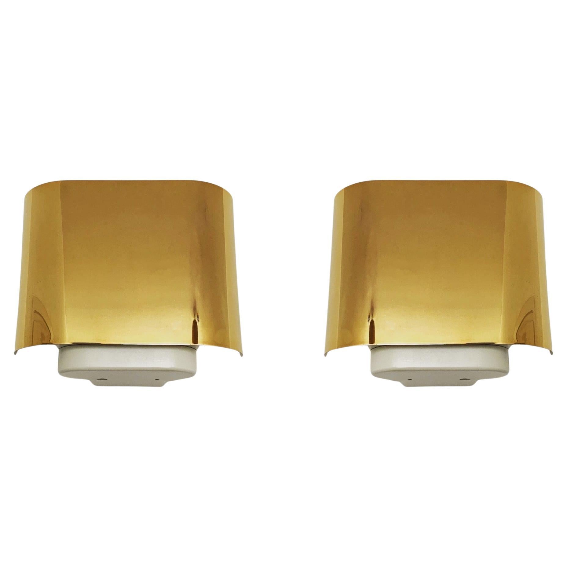 Set of 2 Golden Wall Lamps by Staff
