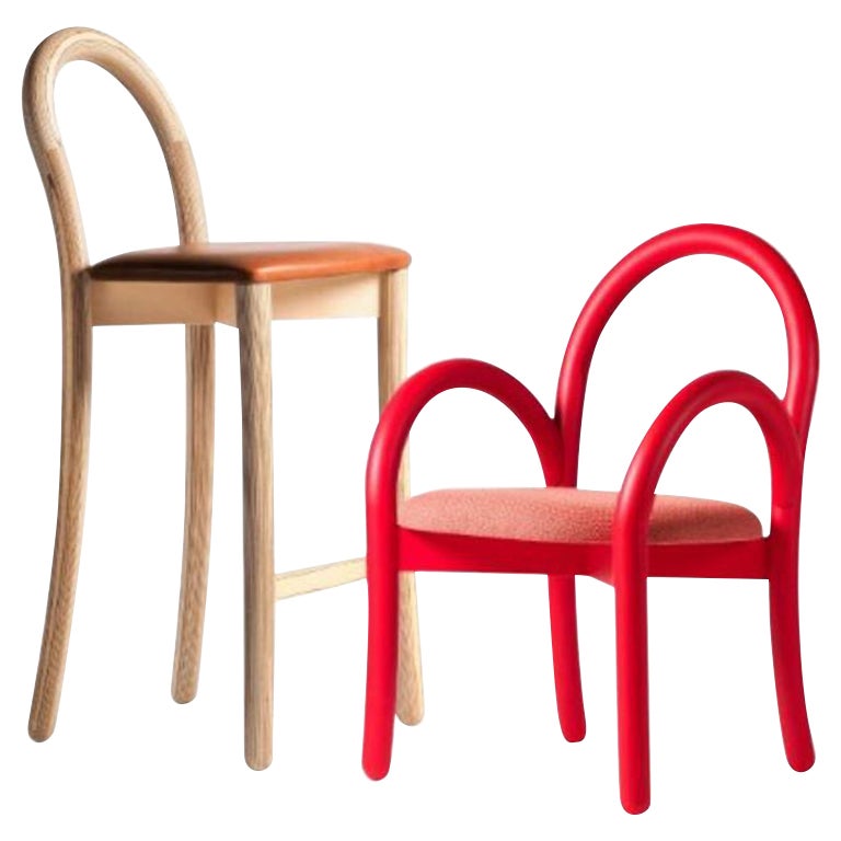 Set of 2, Goma Armchair 'Red' & Goma Bar Chair by Made By Choice For Sale