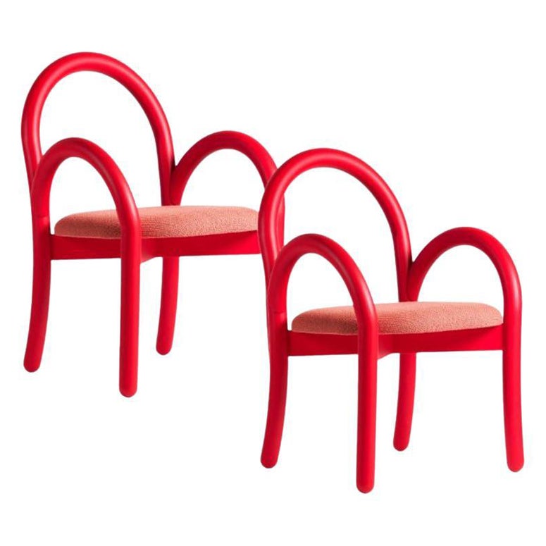 Set of 2, Goma Armchairs, Red by Made By Choice For Sale