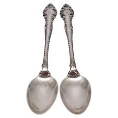 Set of 2 Gorham English Gadroon Sterling Silver Teaspoons w/Mono #18250