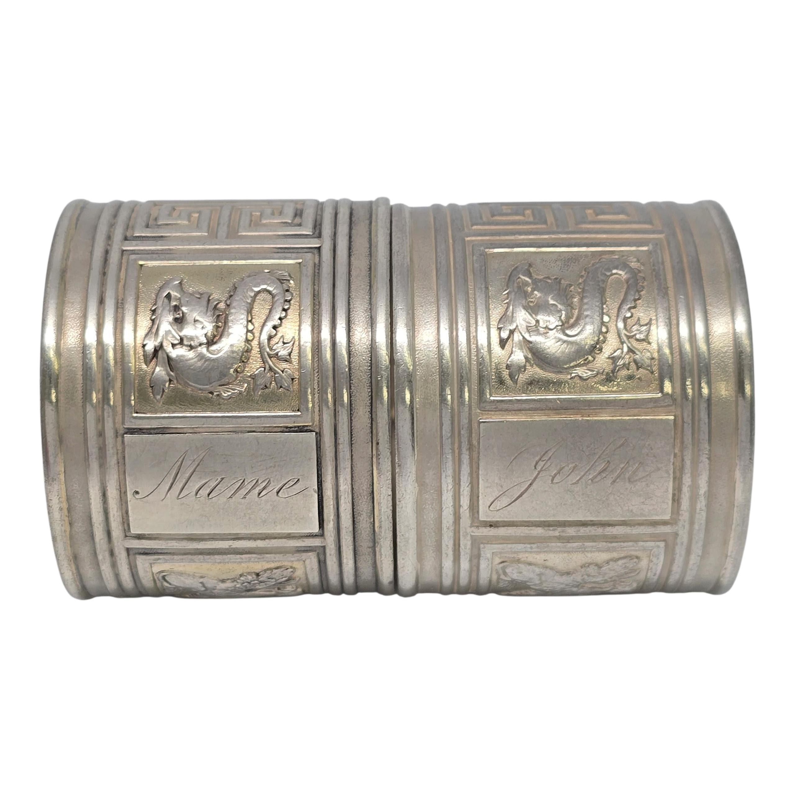 Satz von 2 Gorham Mythologische Kreaturen Sterling Silber Serviettenringe w/Engr 22990 im Angebot 4