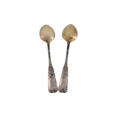Set of 2 Gorham St Cloud Sterling Silver Gold Wash Bowl Demitasse Spoons