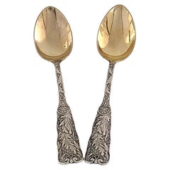 Set of 2 Gorham St Cloud Sterling Silver Gold Wash Bowl Demitasse Spoons