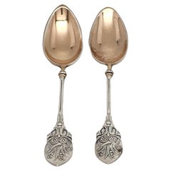 Set of 2 Gorham Sterling Silver Lily 1870 Gold Wash Bowl Demitasse Spoons #15826