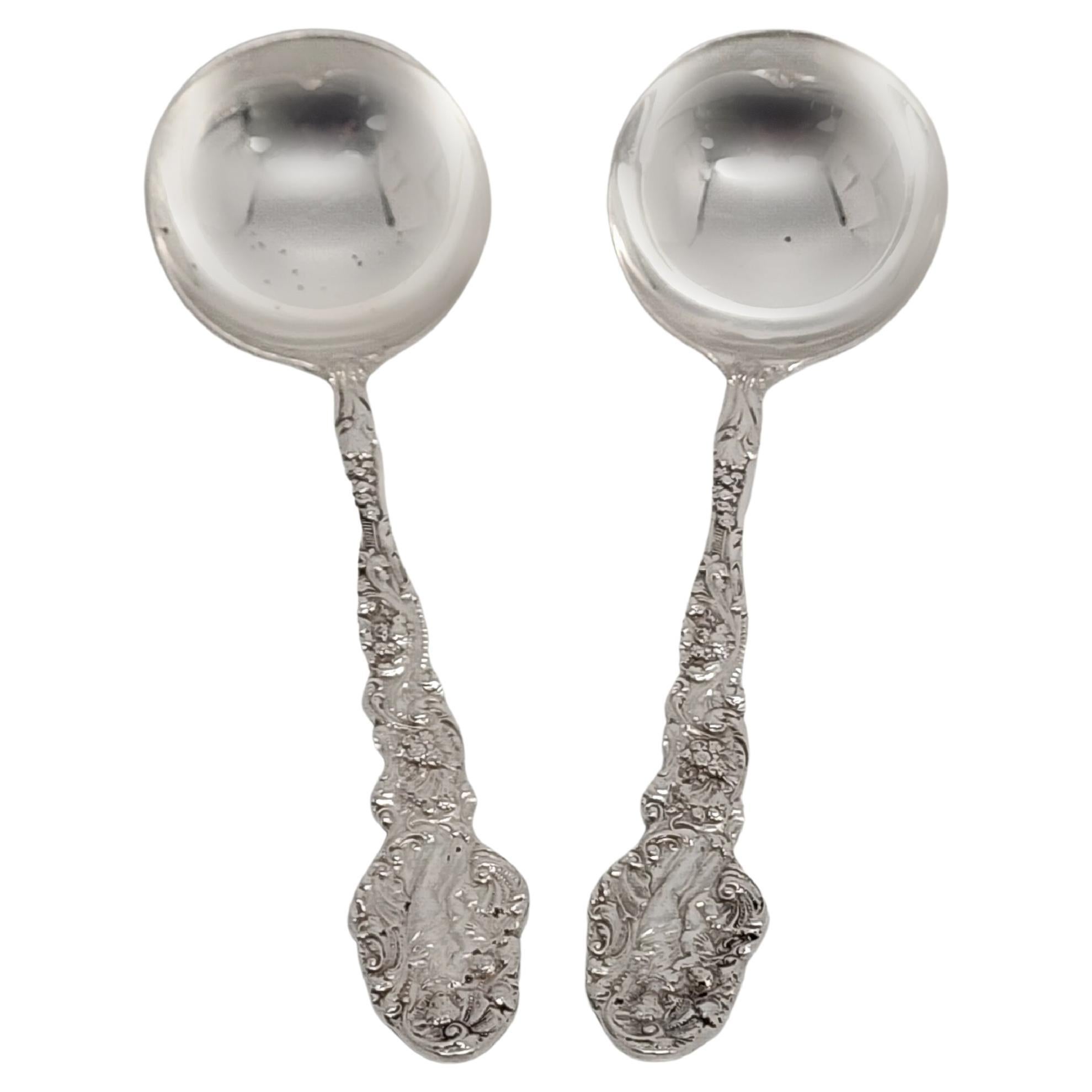 Ensemble de 2 cuillères à soupe à bouillon rondes en argent sterling de Gorham Versailles en vente