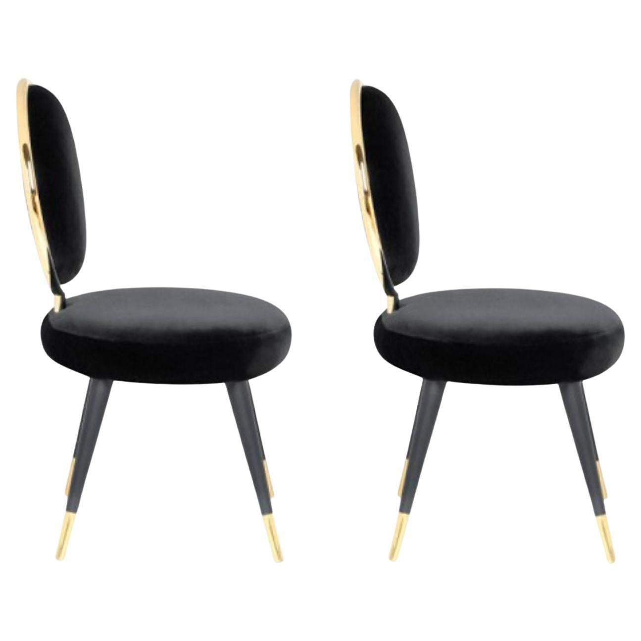 Set of 2 Graceful Dining Chairs, Royal Stranger For Sale
