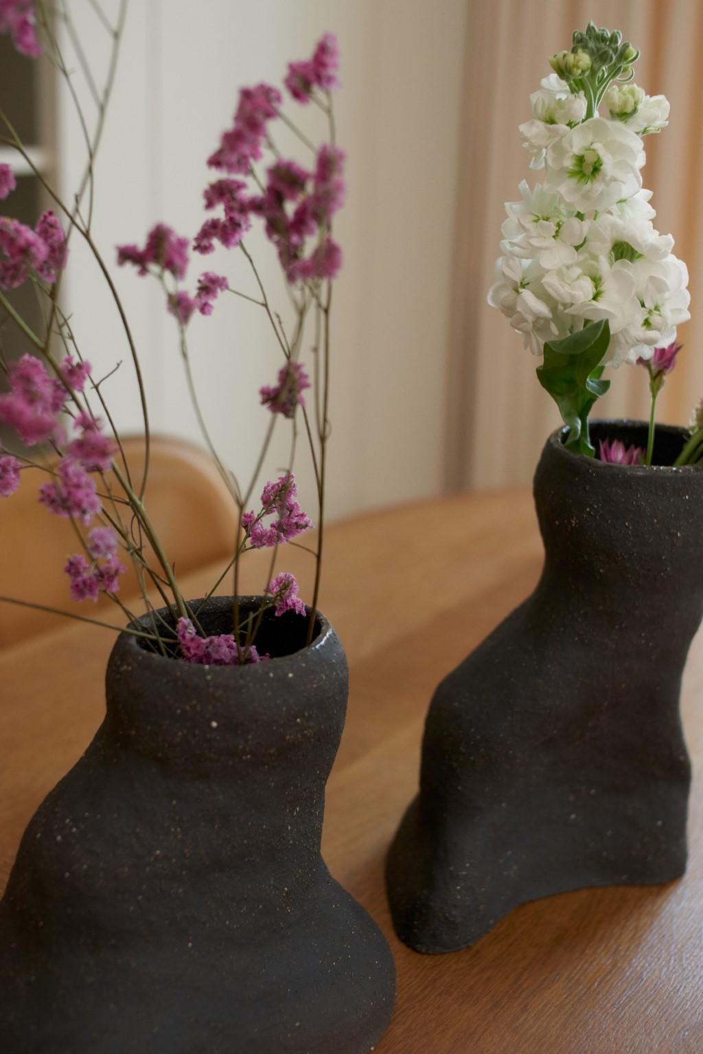 Contemporary Set of 2 Granite Duo Vases by Sophie Parachey For Sale