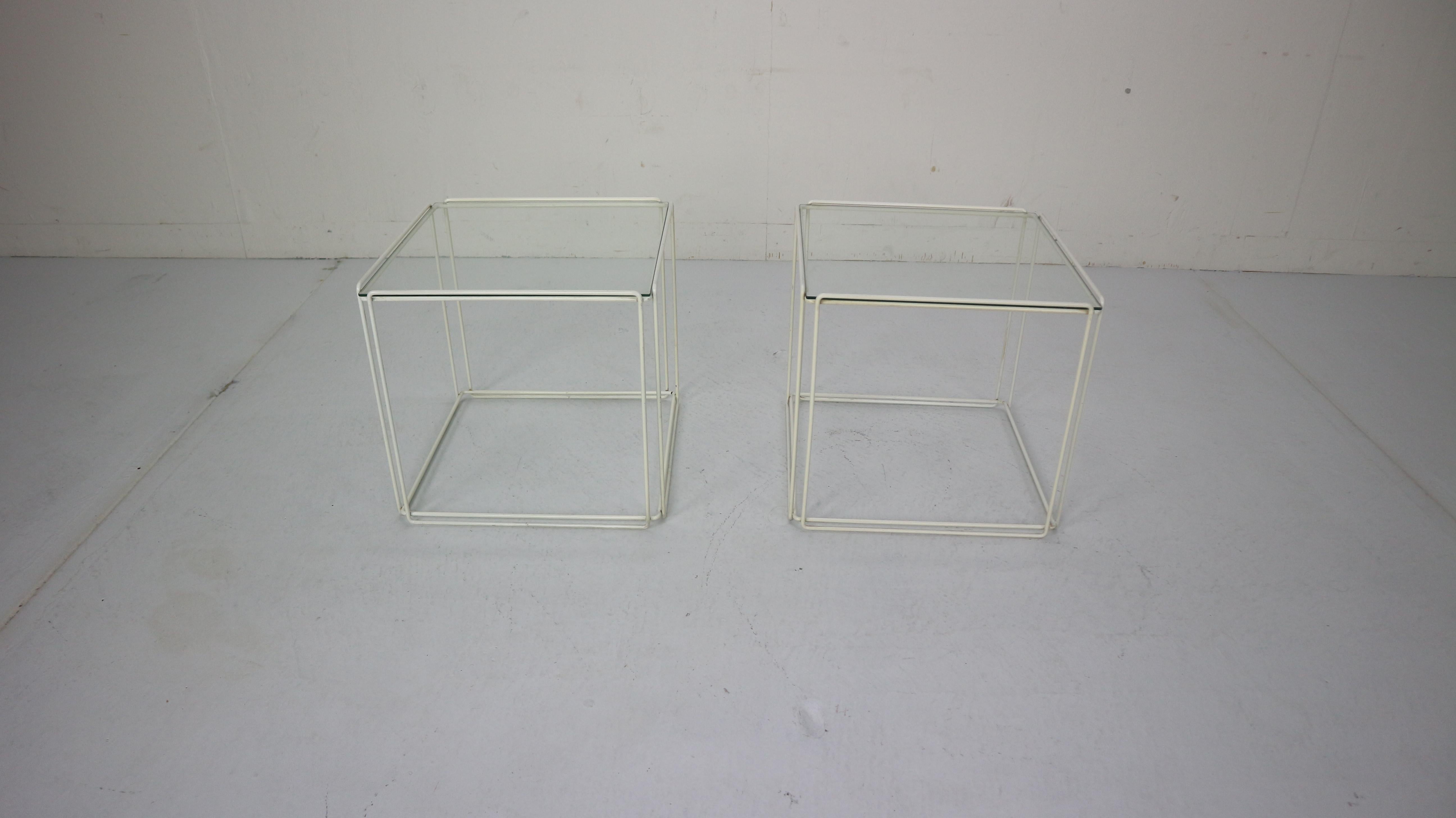 French Set of 2 Graphical Isosceles Side Tables by Max Sauze Isoceles for Atrow, 1970s