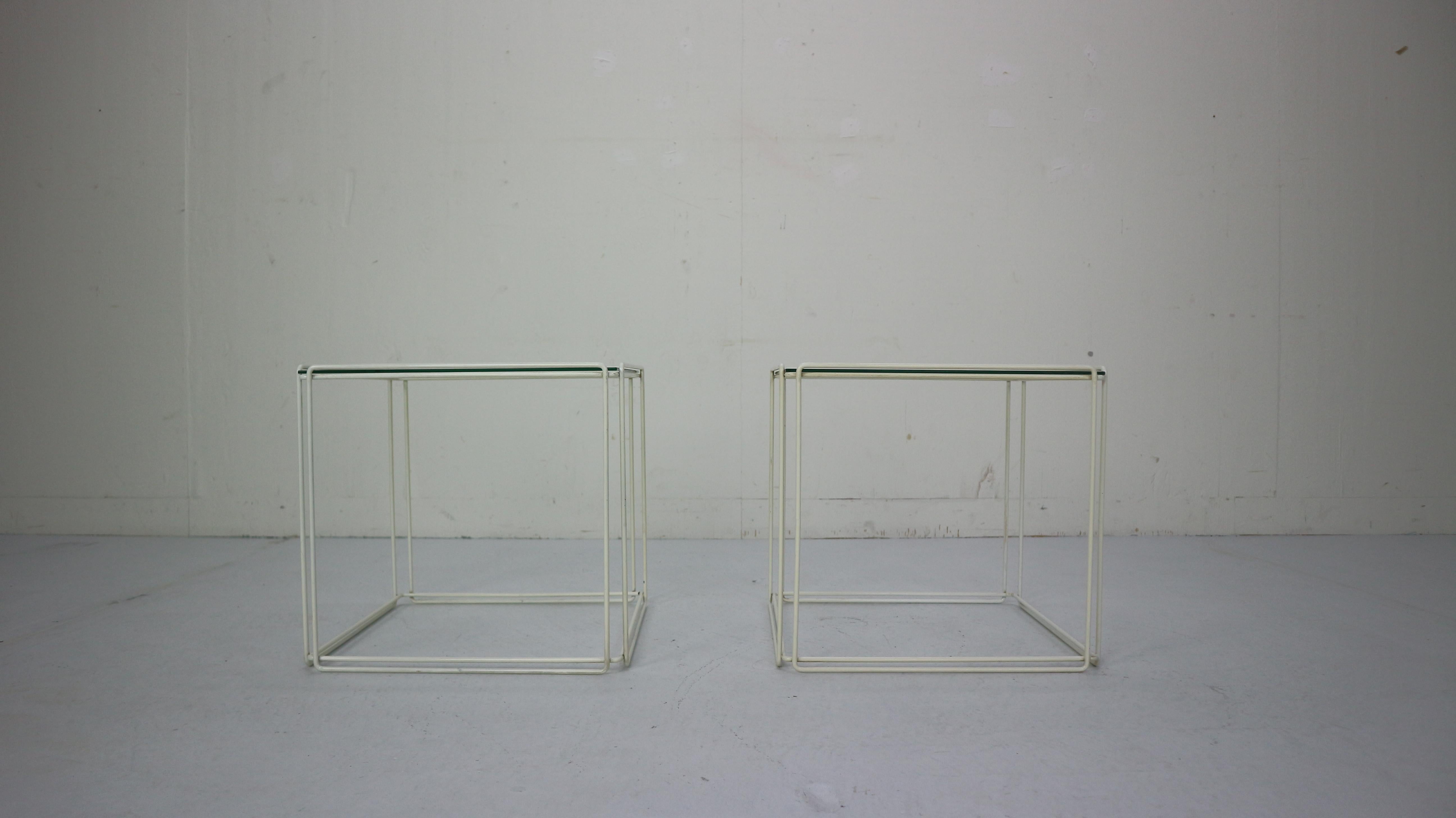 Set of 2 Graphical Isosceles Side Tables by Max Sauze Isoceles for Atrow, 1970s In Good Condition In The Hague, NL