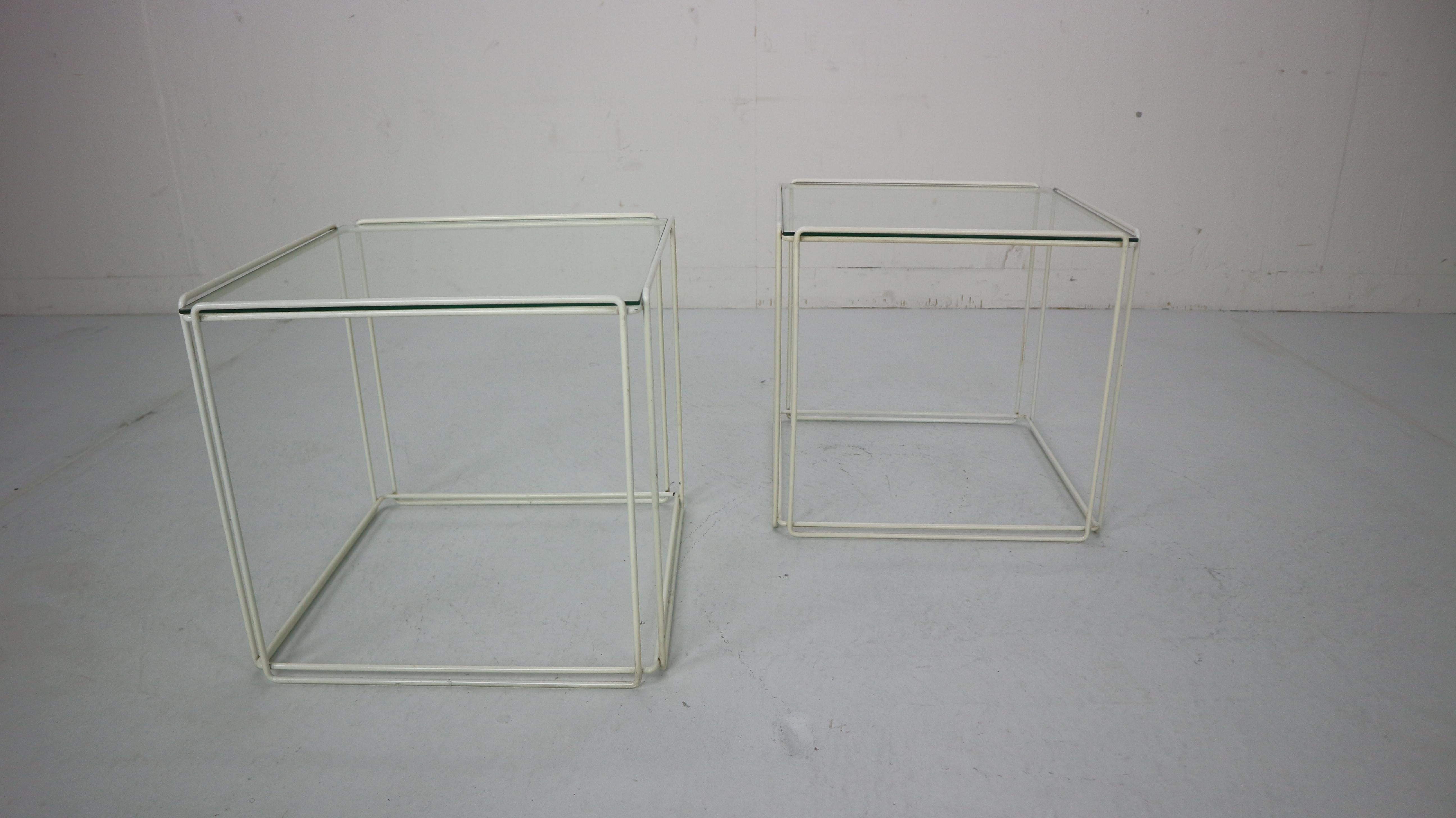 Mid-20th Century Set of 2 Graphical Isosceles Side Tables by Max Sauze Isoceles for Atrow, 1970s