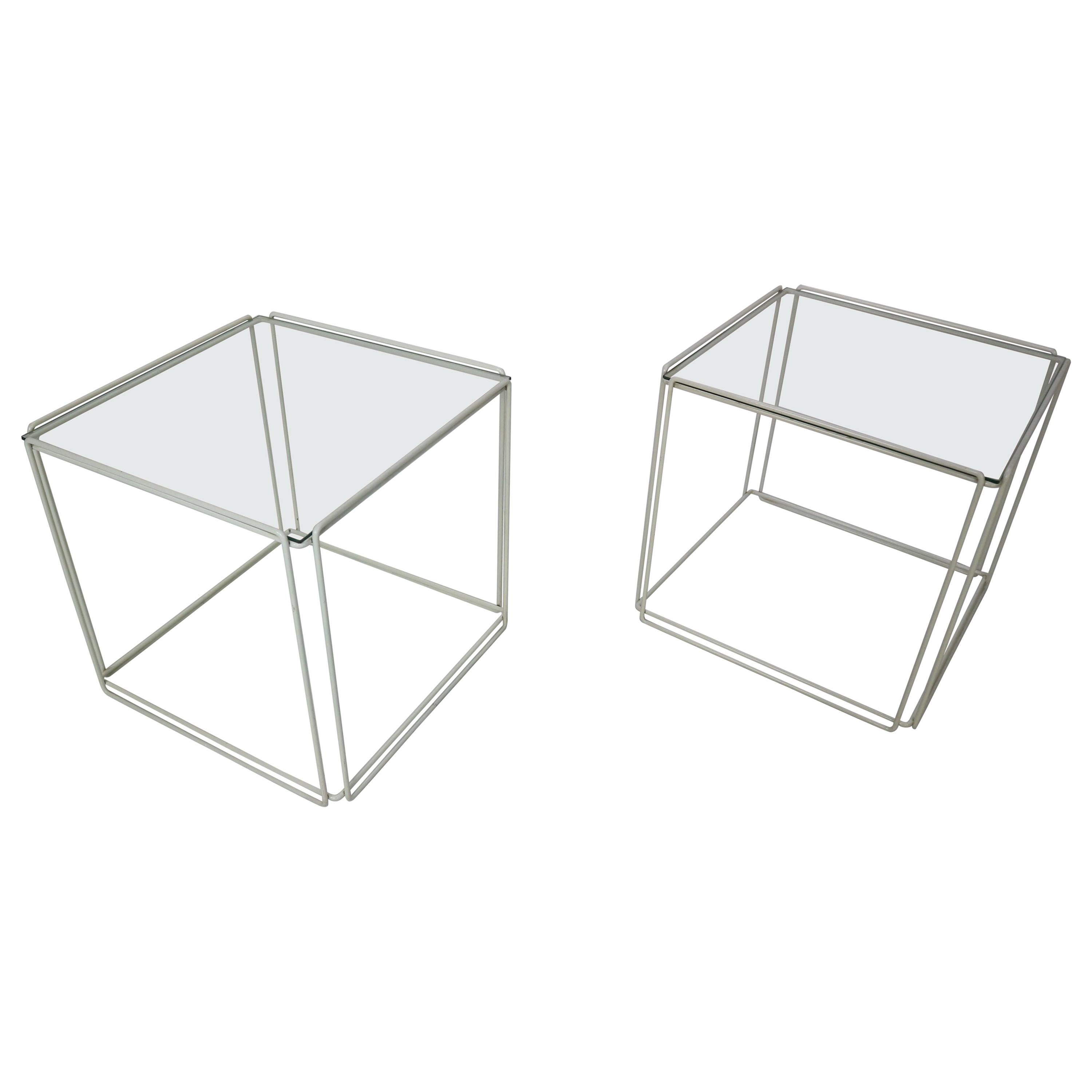 Set of 2 Graphical Isosceles Side Tables by Max Sauze Isoceles for Atrow, 1970s