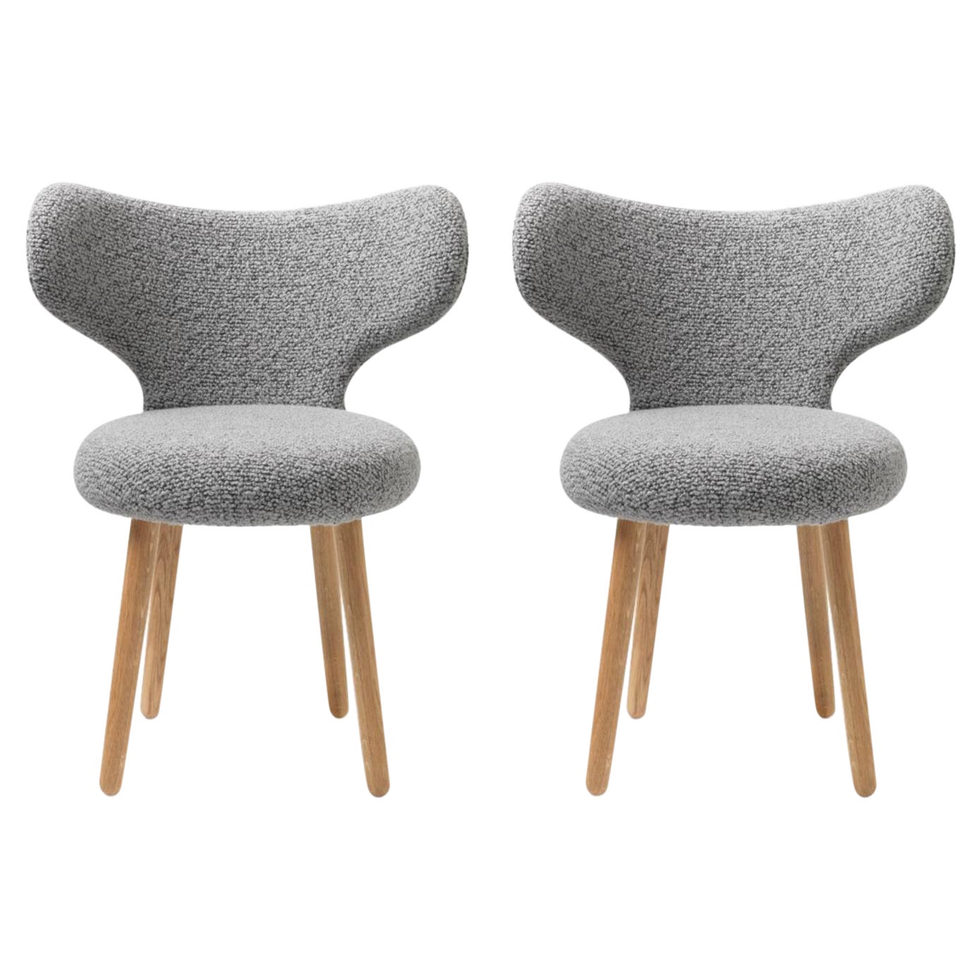 Set aus 2 grauen WNG-Stühlen aus Eiche und BUTE/Storr-Stoffpolsterung von Mazo Design