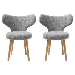 Juego de 2 Silla WNG gris en roble y tapicería de tela BUTE/Storr de Mazo Design