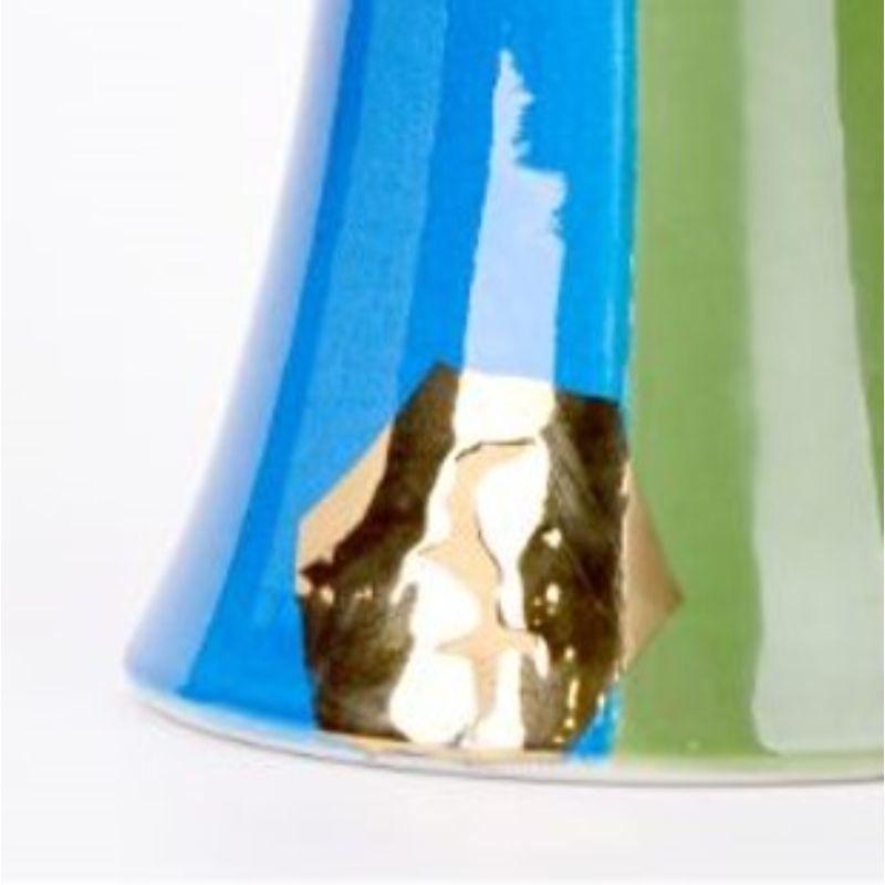 Glazed Set of 2 Green and Blue Vases by WL Ceramics For Sale