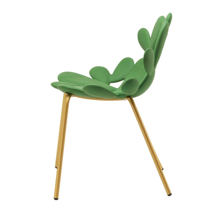 Brushed Set of 2 Green / Brass Cactus Chair by Marcantonio, Made in Italy For Sale