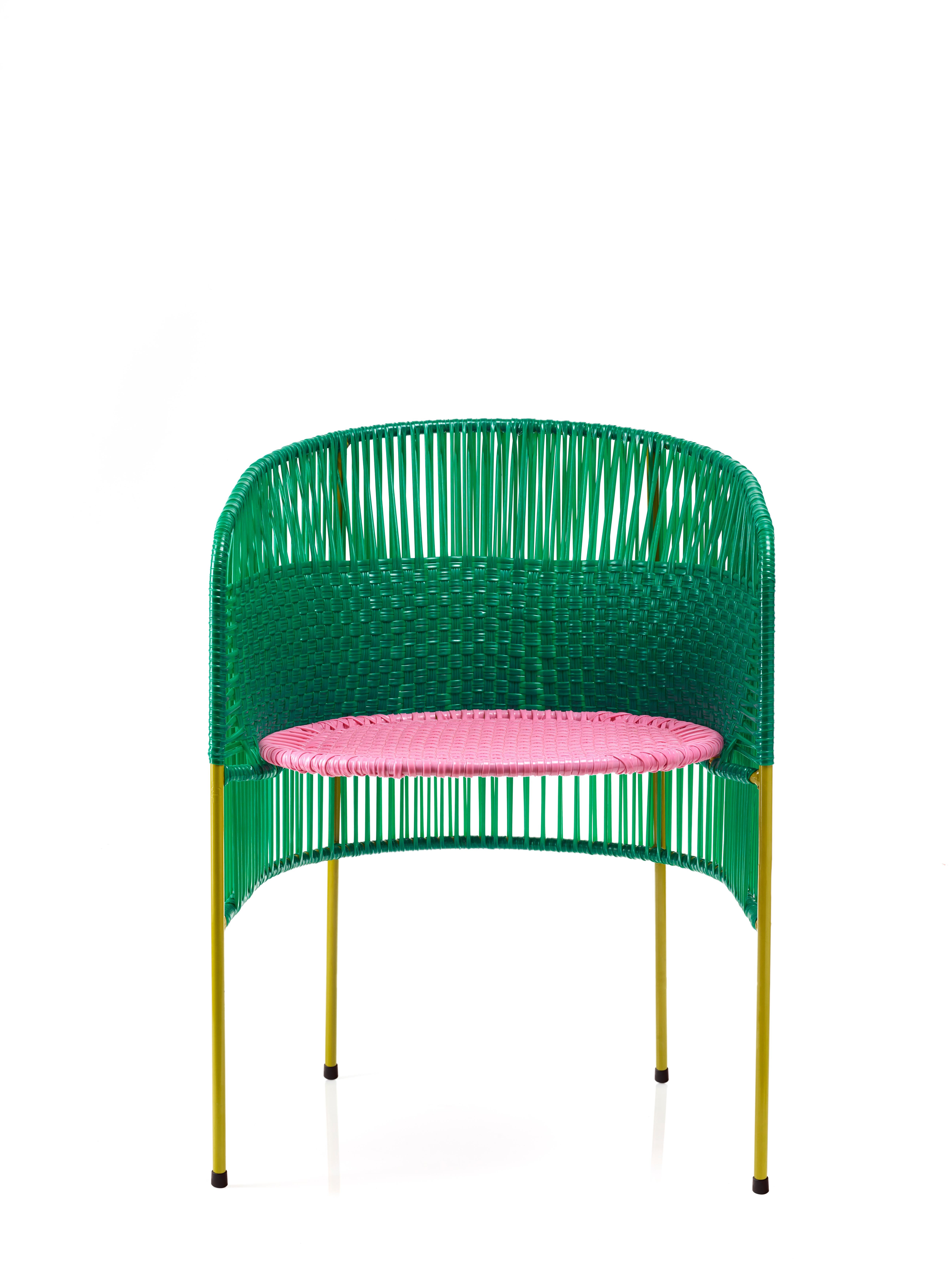 Modern Set of 2 Green Caribe Dining Chair by Sebastian Herkner For Sale