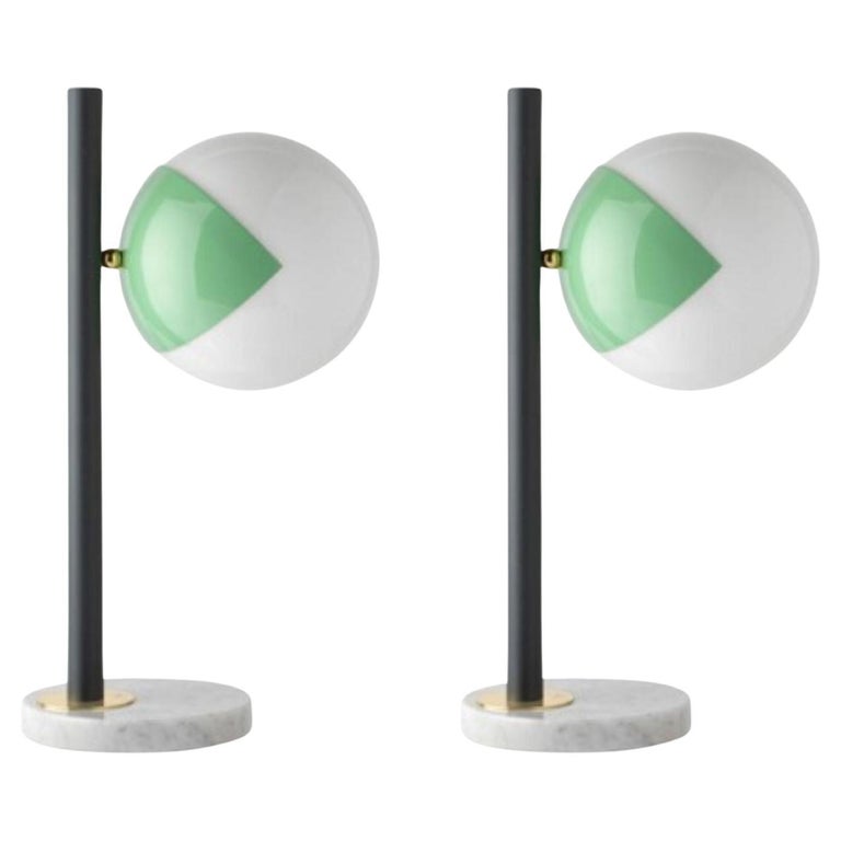 Set of 2 Green Dimmable Table Lamps PopUp Black by Magic Circus