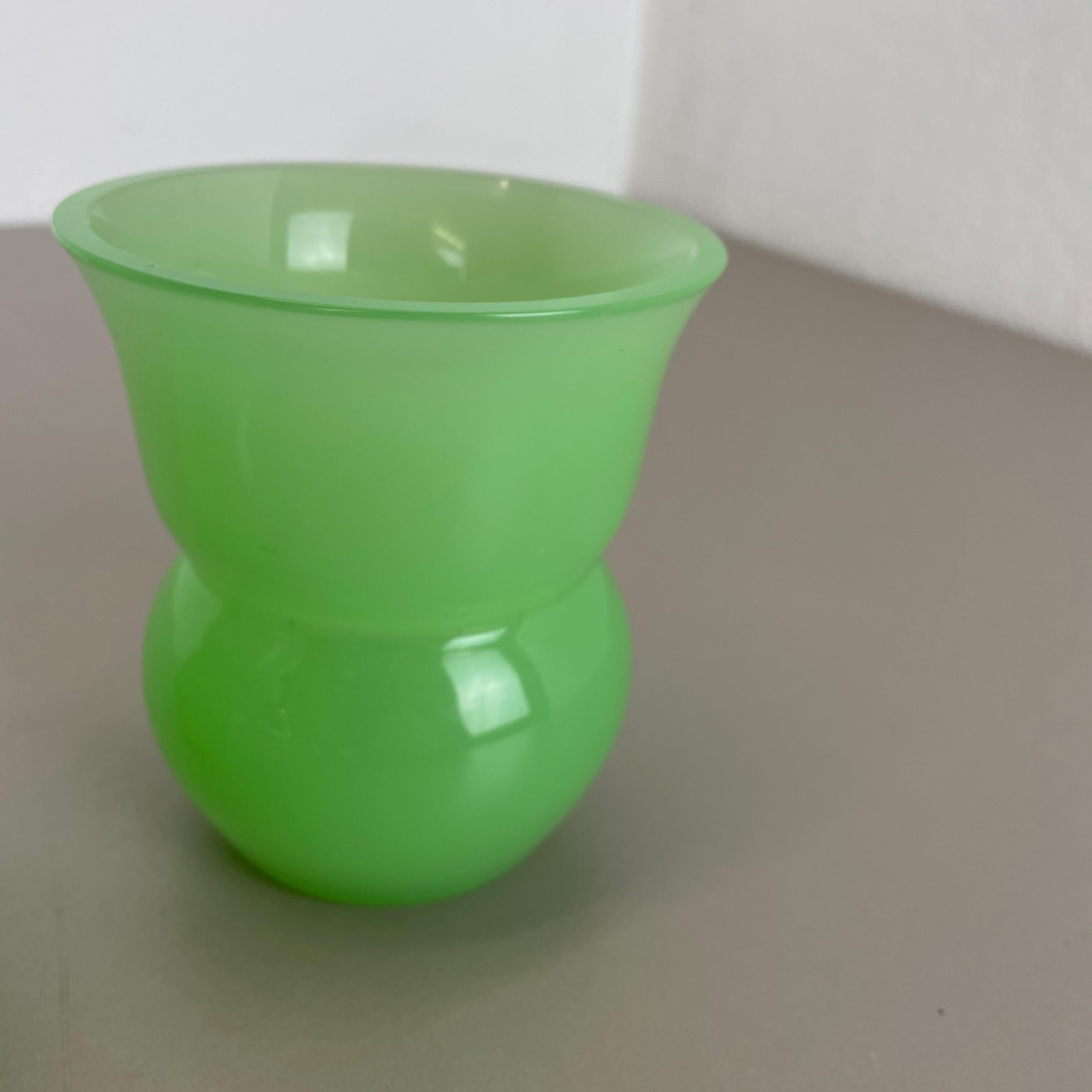 Murano Glass Set of 2 Green New Old Stock Murano Opaline Glass Vases by Gino Cenedese, 1960s For Sale