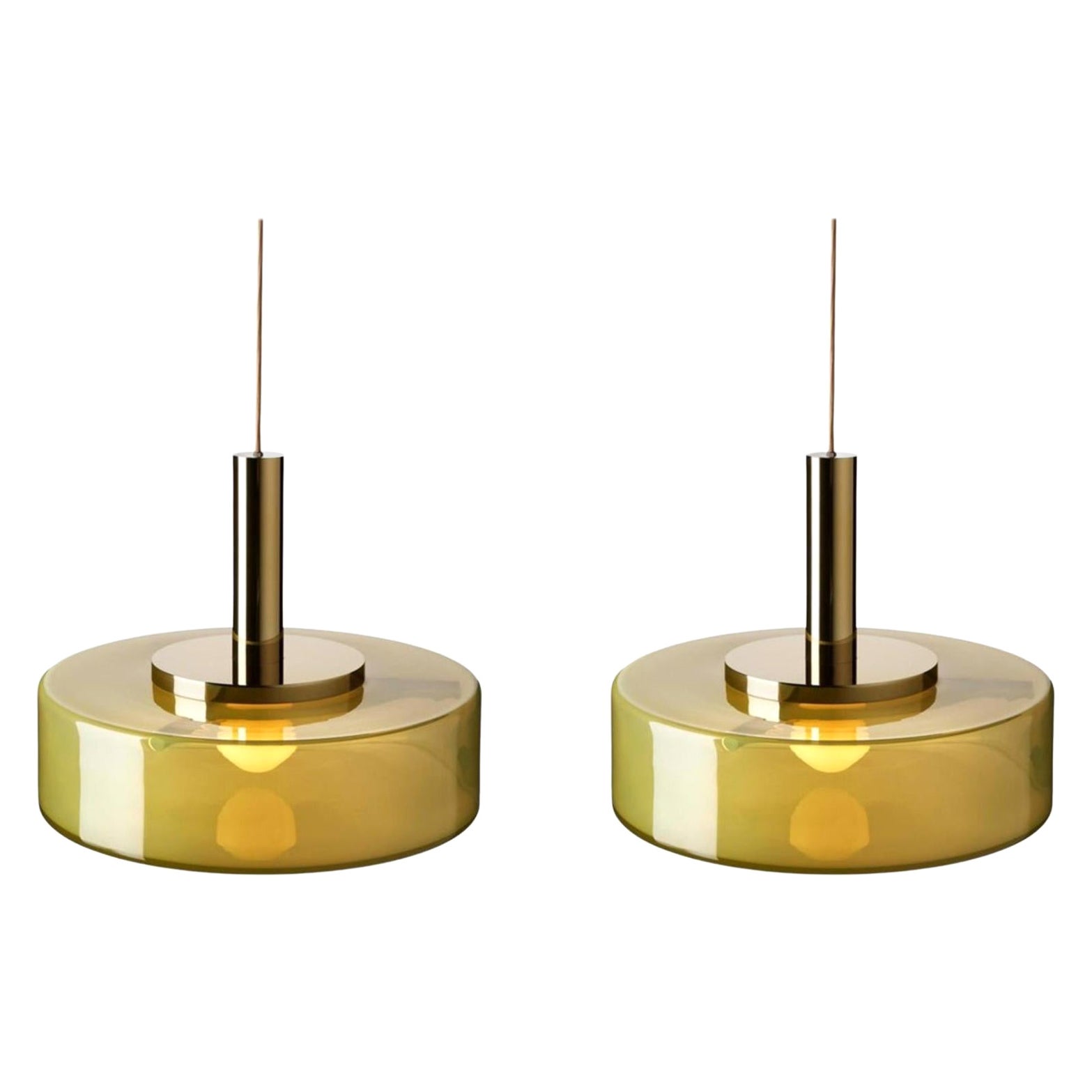 Set of 2 Green Pendant Light by Dechem Studio