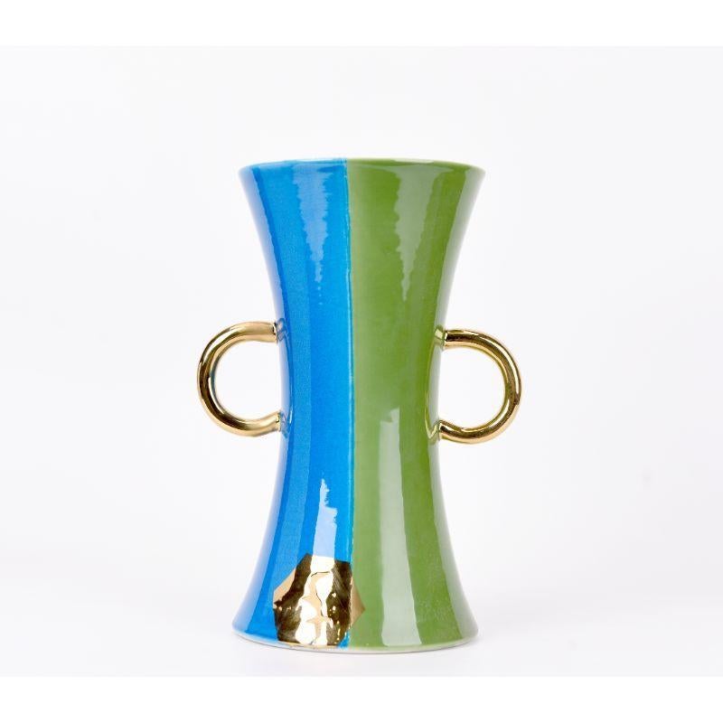 Set of 2 Green Porcelain Vases by WL Ceramics For Sale 2