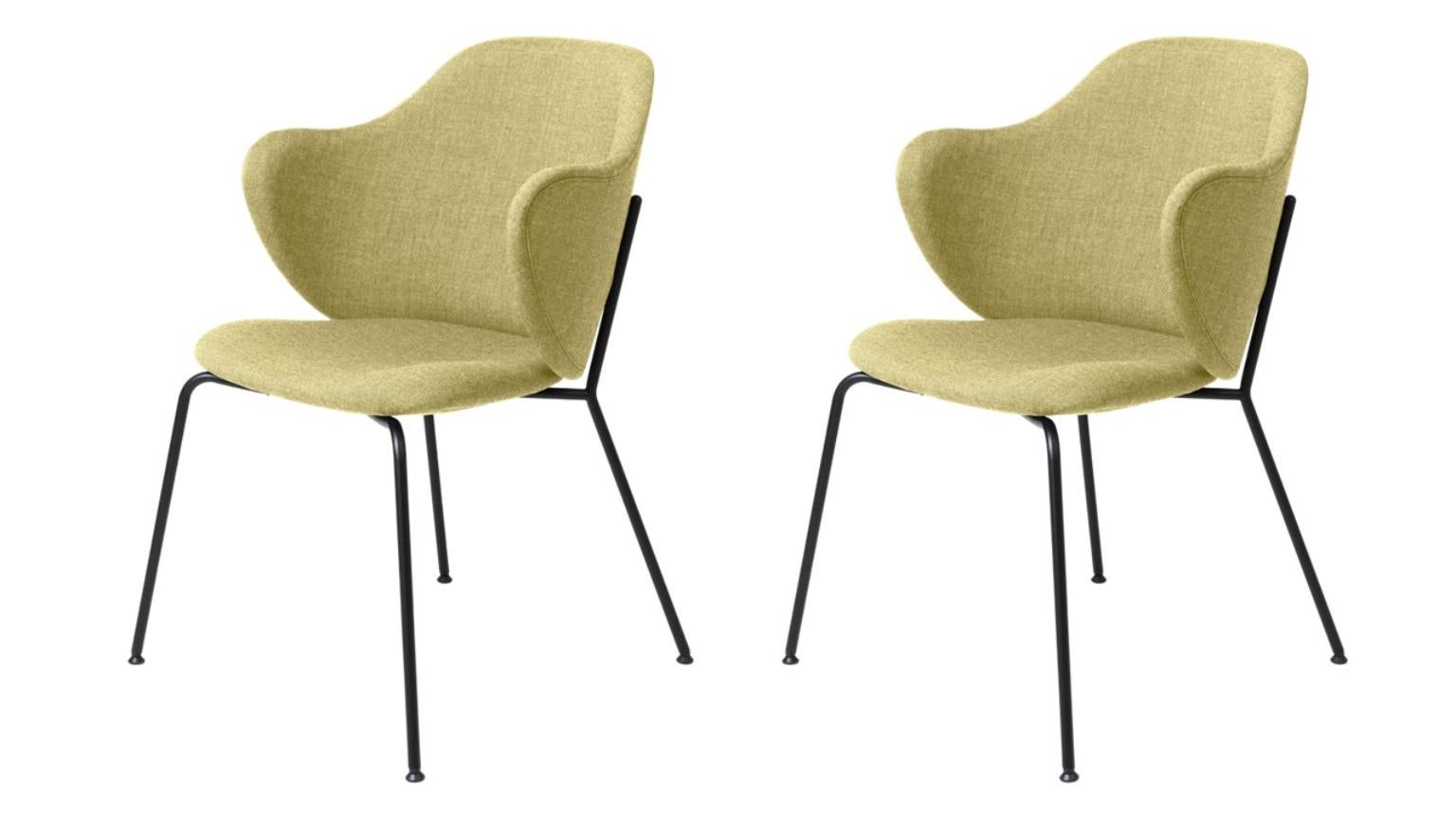 Set of 2 green Remix Lassen chairs by Lassen
Dimensions: W 58 x D 60 x H 88 cm 
Materials: Textile

The Lassen chair by Flemming Lassen, Magnus Sangild and Marianne Viktor was launched in 2018 as an ode to Flemming Lassen’s uncompromising