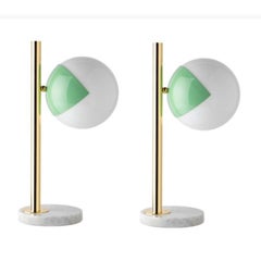 Set of 2 Green Table Lamps Pop-Up Dimmable by Magic Circus Editions