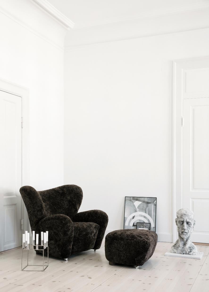 Ensemble de 2 fauteuils de salon The Tired Man en peau de mouton vert par Lassen en vente 3