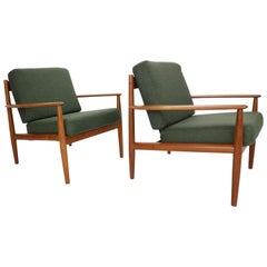 Set of 2 Grete Jalk Teak Lounge Chairs for France & Søn, 1960s, Denmark
